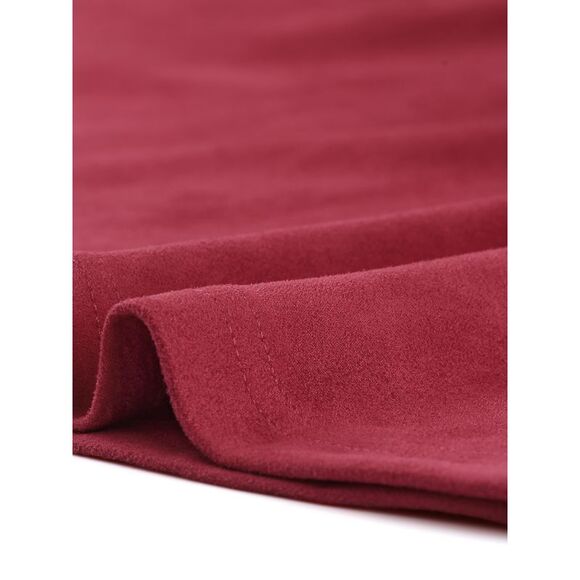 Faux Suede Aline Flare Mini Skirt Red - Picture 5 of 5